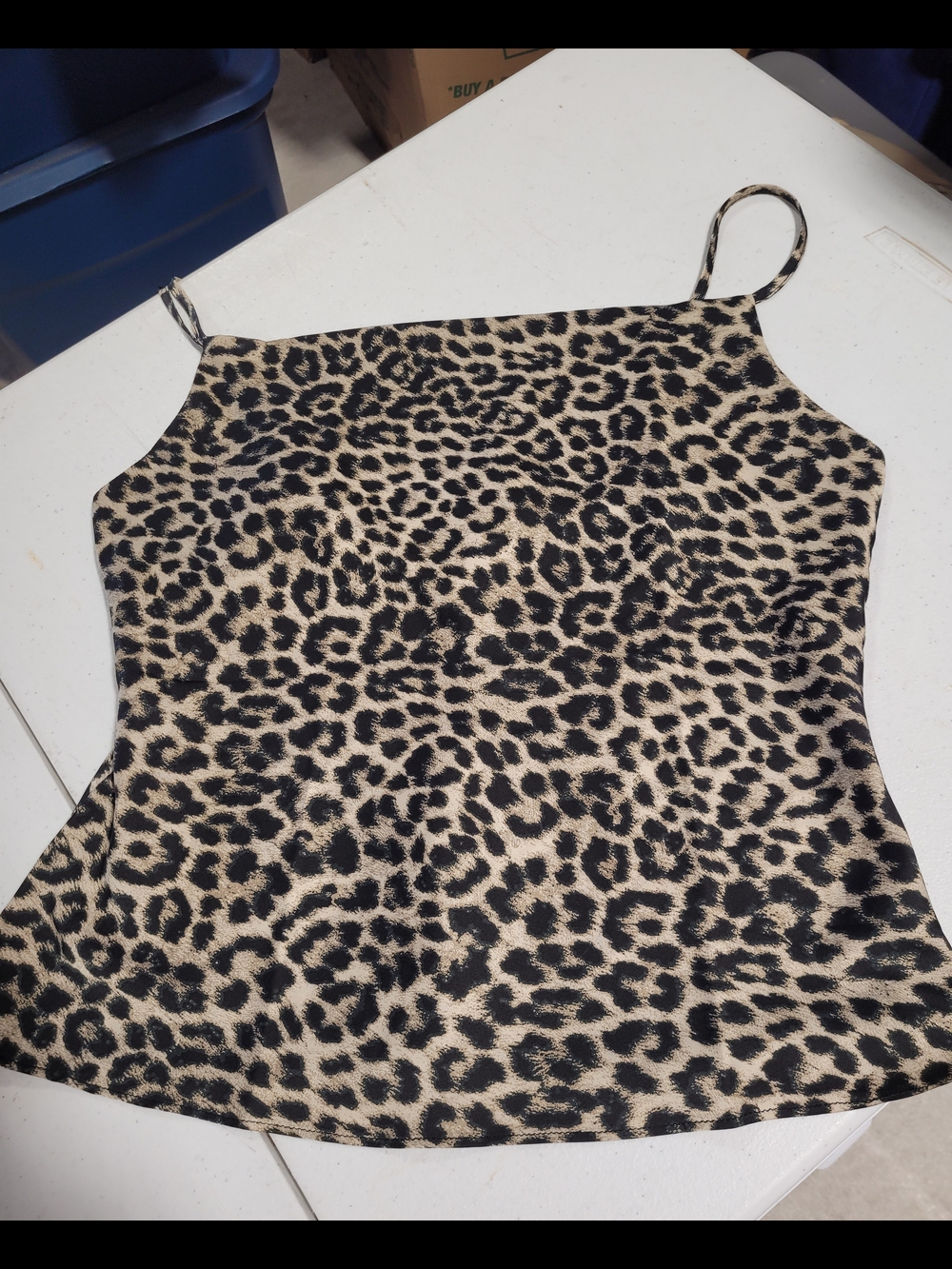 Francesca's Collections Leopard Print Spaghetti Strap Cami - Black & Cream